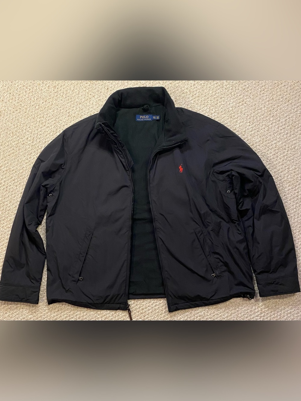 Polo Ralph Lauren Mens XXL Softshell Bomber Jacket Fleece Lined w/ Hood.
